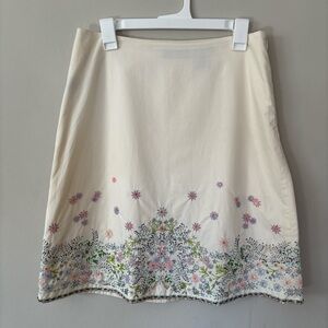 Dana Buchman Vintage Y2K Beaded Floral Embroidered Skirt 100% Cotton Size 10P